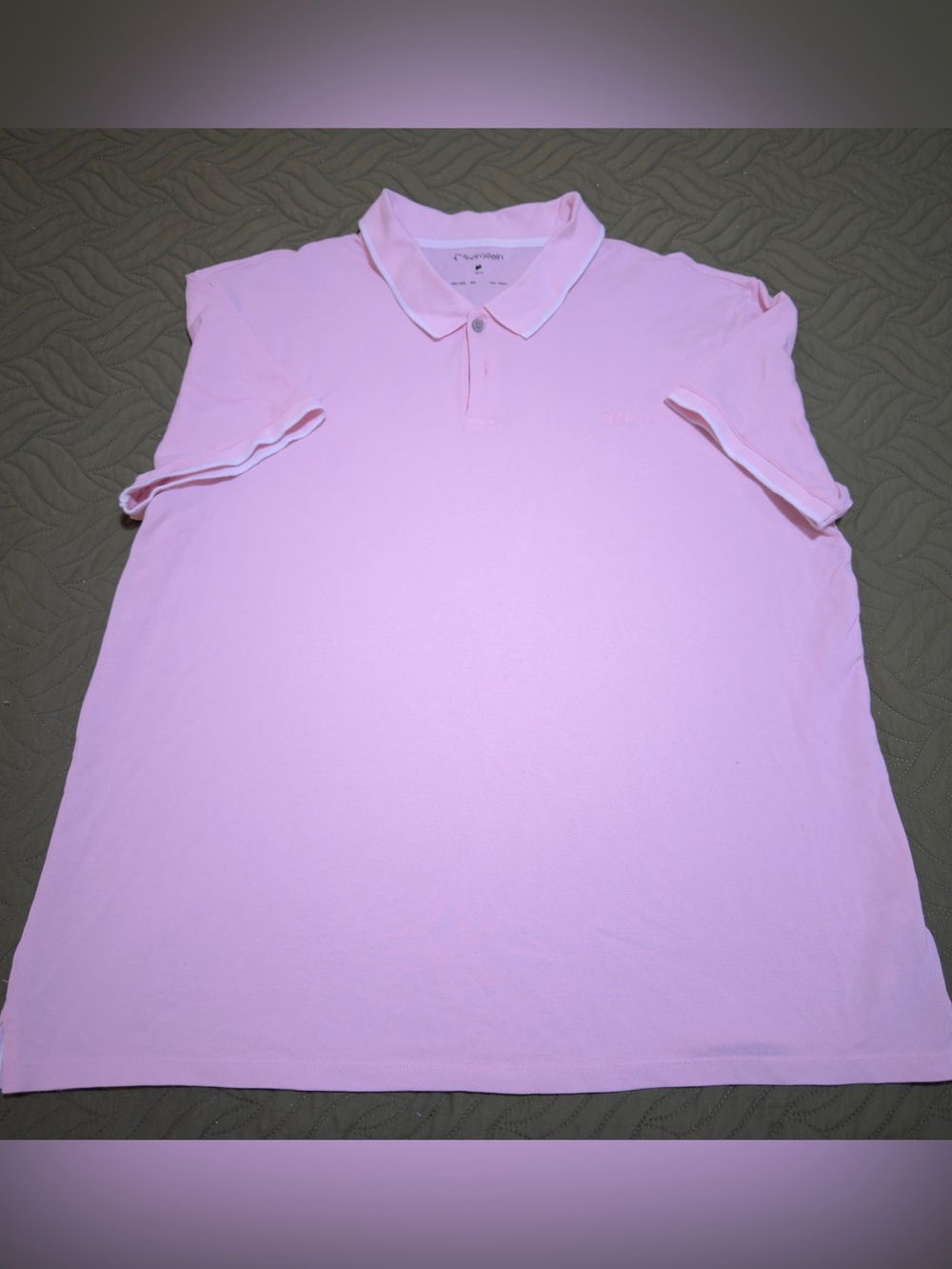 Calvin Klein Pink Polo Shirt Men’s XXL Slim Fit Stretch Short Sleeve